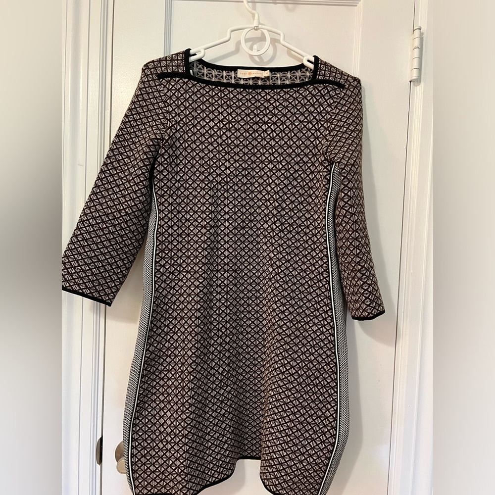 Tori Burch, S/P geometric, brown sweater dress - Picture 1 of 6